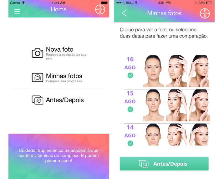 app Diário da Acne